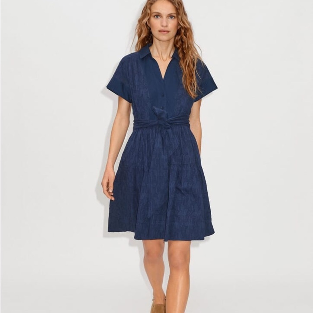 MANGO navy blue vintage look dress cotton lace vintage